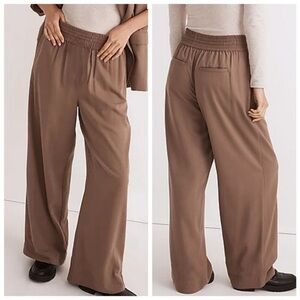 Madewell Drapeweave Carley Wide-Leg Pants Castle Rock Brown Size XS Minimalist